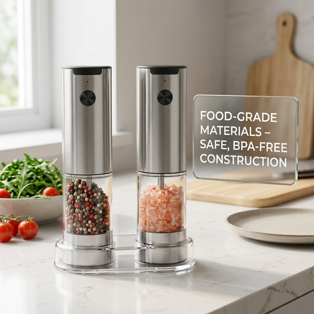 GrindTise One-Touch Electric Salt and Pepper Grinder Set