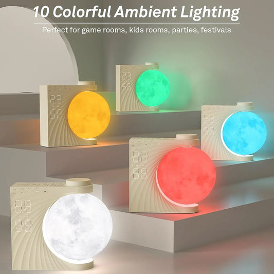 ClockOzi Sunrise Alarm Clock with 15 Nature Sounds, Gradual 10-Min Simulation and 10-Color Moon Lamp