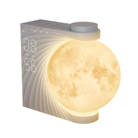 ClockOzi Sunrise Alarm Clock with 15 Nature Sounds, Gradual 10-Min Simulation and 10-Color Moon Lamp