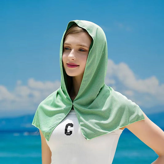 DryColix Cooling Towel Hooded 40+ UV Protection Instant 16°C Relief for Running and Outdoors