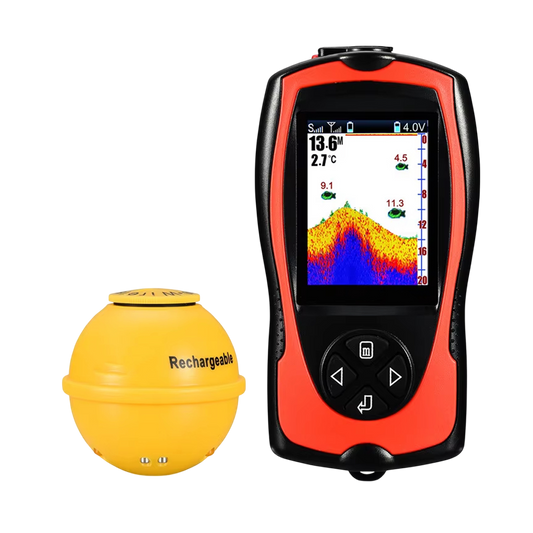 FishuAro Wireless Portable Fish Finder with 2.4-Inch Color LCD, 90-Degree Sonar Coverage and 150m Transmission Range