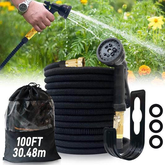 HosiExpi Expandable Garden Hose with 3x Rapid Extension, 3750D Polyester Outer Shell