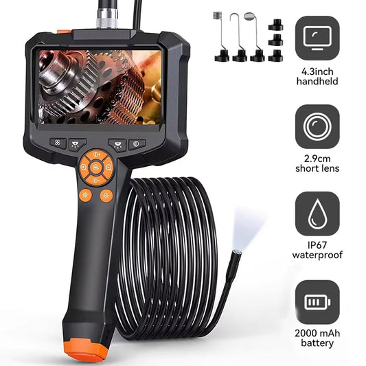 JixaVix 1080P HD Industrial Endoscope with 4.3" IPS Screen, IP67 Waterproof Snake Camera, and 8 Adjustable LEDs