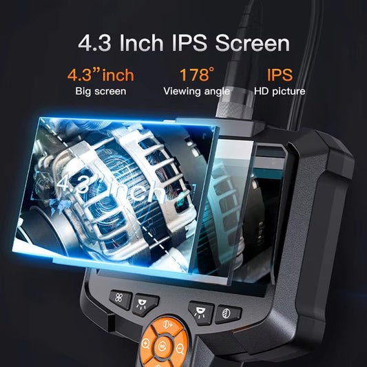 JixaVix 1080P HD Industrial Endoscope with 4.3" IPS Screen, IP67 Waterproof Snake Camera, and 8 Adjustable LEDs