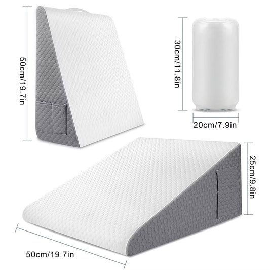 LeanHavi 4-in-1 Orthopedic Wedge Pillow with Dual-Layer Memory Foam, Breathable Quilted Cover and Integrated Storage Pockets