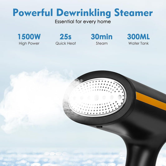 MaxGavic Garment Steamer 1500W Handheld Clothes Steamer with 25s Fast Heat Up and 300ml Water Tank for Travel and Home