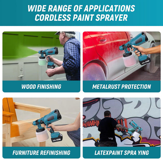 MistVici Cordless Paint Sprayer 1000ml/min for Makita 18V Battery with 3 Spray Patterns