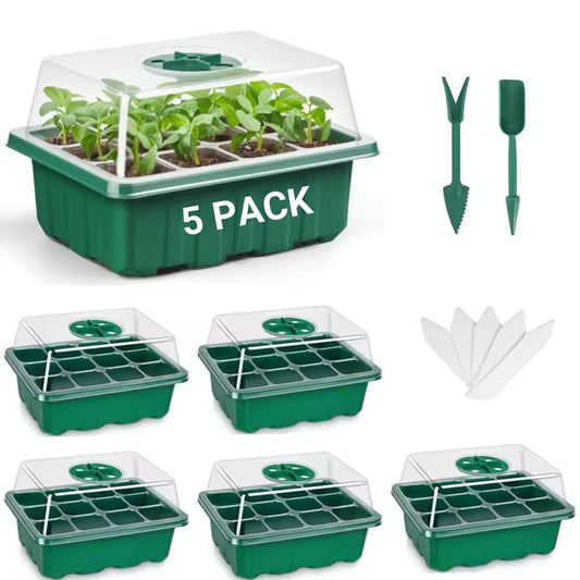 MixSeedi Seed Starter Kit with Humidity Dome 12-Cell Germination Trays 5/10 Pack