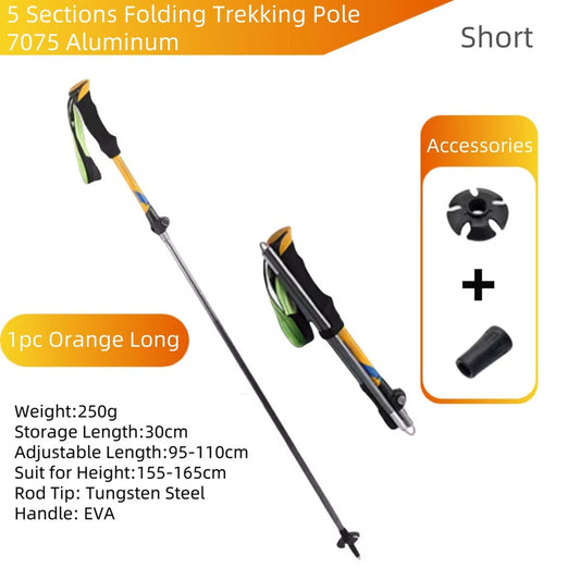 TrekiPoli Ultra-Light 7075 Aluminum Trekking Poles with Shock-Absorbing Core, Ergonomic EVA Grips and 29cm Compact Fold