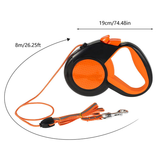 TanisPup 8-Meter Extra-Long Retractable Dog Leash with Reflective Tape, One-Button Lock and 30kg Heavy-Duty Capacity