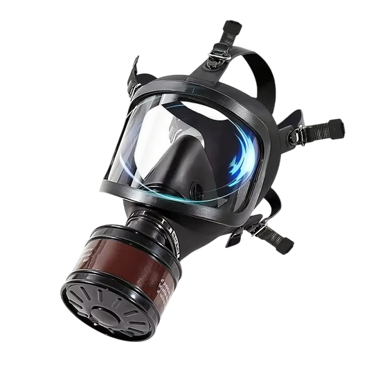 TeciAiri Professional Gas Mask - Military-Grade NBC Protection, 40mm Filter Interface, Anti-Fog Polycarbonate Lens, and Ultra-Low Breathing Resistance