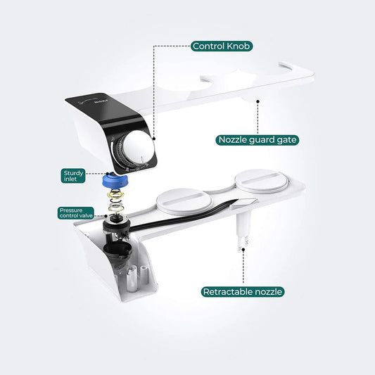TidoPrime Bidet Attachment for Toilet - Dual Temperature Hot and Cold Water Mixer, Self-Cleaning Dual Nozzle, Ultra-Thin 0.24-inch