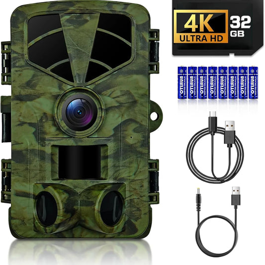 VixTralix 4K Trail Camera - 48MP Wildlife Game Camera with WiFi Bluetooth App Control, 0.2s Trigger Speed, 32GB Storage